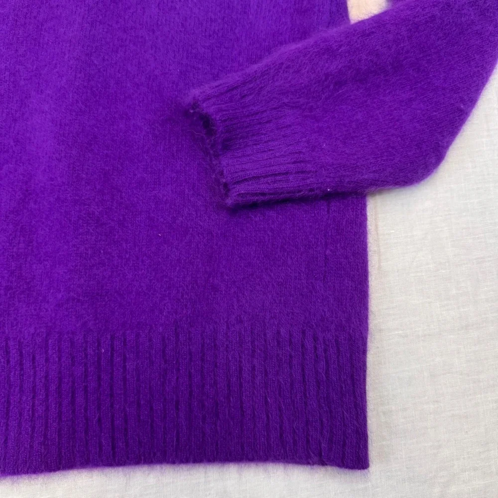 JARRODS Purple Angora Rabbit Hair Blend Crew Neck Pullover Sweater Size L - Picture 7 of 7